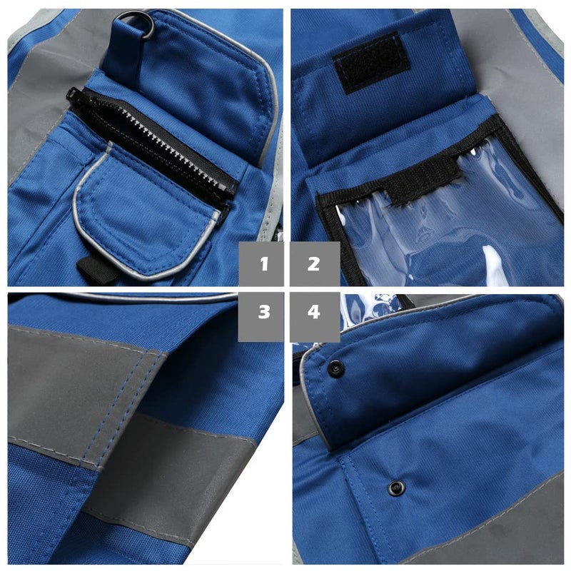 XIAKE 9 Pockets Class 2 High Visibility Reflective Safety Vest for Men Women,Meets ANSI/ISEA Standard(Royal Blue,Small) - Image 3